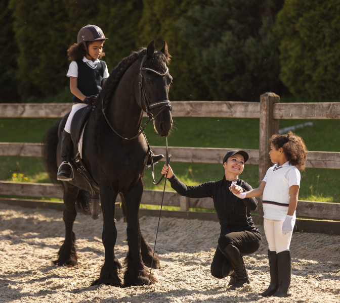 full-shot-children-learning-ride-horses
